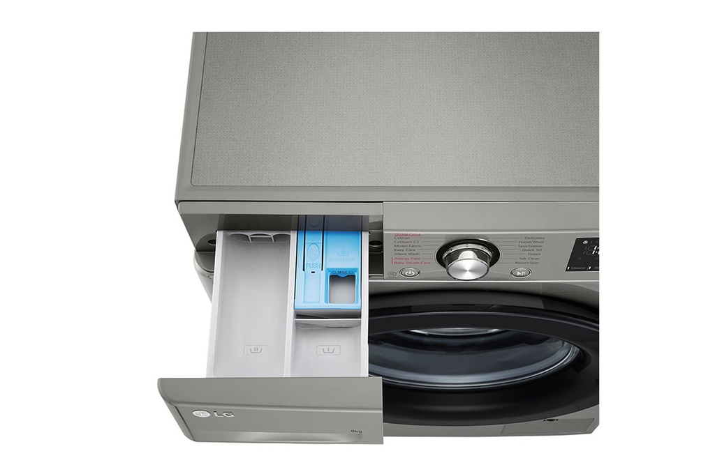 غسالة فيفايس 9 كجم من ال جي, بلون فضي بلاتيني موديل: F4R3VYG6P.APTPEEC