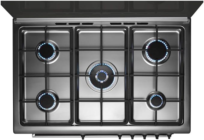 بوتاجاز لاجيرمانيا 90 × 60 - 5 شعلة غاز استانلس × أسود 9M10G4A1X4AWW