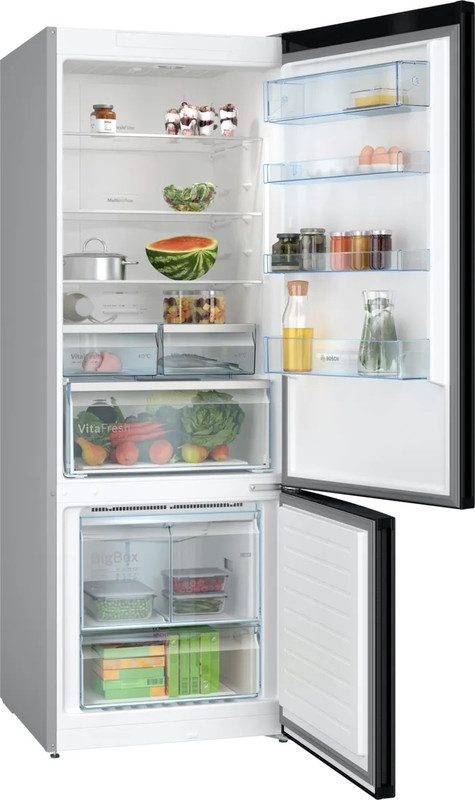 ثلاجة بوش Series 4 نوفروست ديجيتال، 505 لتر، اسود ستانلس ستيل - KGN56CX30U