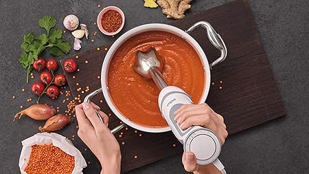 خلاط يدوي مالتي كويك 5 فاريو بقدرة 1000 واط مع ملحقات من براون - ابيض - رقم الموديل: MQ 5245