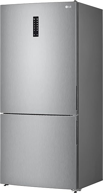 ثلاجة ال جي بسعة 588 لترًا وعرض 84 سم مع محرك مزود بمحول ذكي بلون رمادي لامع