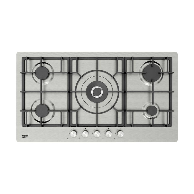 Beko Built-In Gas Hob, 5 Burners, Silver - HIMW 95226 SXEL