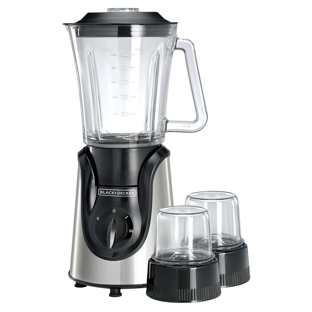 Black + Decker Blender with Attachments, 1.5 Liters, 600W, Black - BGG600-B9