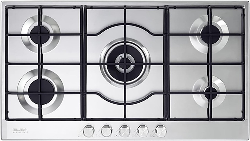 ELBA Cooker - Stainless Steel Built-in 5 Gas Burners Hob, 90 cm, Silver - ELIO 95-545 L