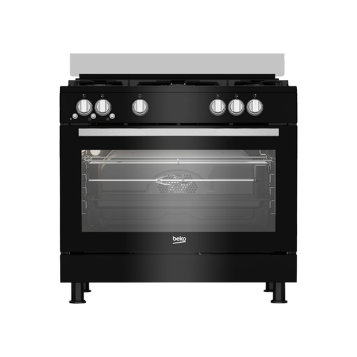 [GGR 15115 DX NBE] Beko gas stove, 5 burners - full safety - black, 90 cm - cooling fan - cooking fan - cast iron holders 7721889262