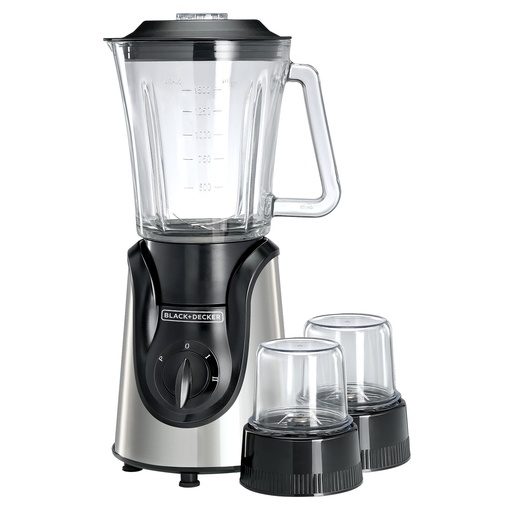 [BGG600-B9/] Black + Decker Blender with Attachments, 1.5 Liters, 600W, Black - BGG600-B9