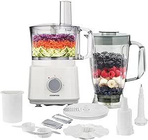 [FDP03.C0WH/] Kenwood Food Processor 750W Multi-Functional with 3 Interchangeable Disks, Blender, Whisk, Dough Maker FDP03 White International warranty