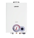 Livon gas heater, 6 liters, digital, white, copper, without a chimney, with a DH4 power adapter